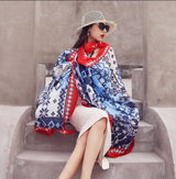 Anyyou 100% Mulberry Silk Dark Blue Long Scarf for Women Luxury Beach Shawl Swimwear Cover-Up Pashmina Wrap Foulard