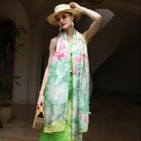 Anyyou 100% Mulberry Silk Lime Green Scarf Women Luxury Long Shawl – Beach Wear, Swimwear Cover Up, Pashmina Foulard Fashion Accessory