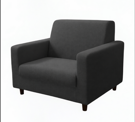 Anyseat 1-Seater Sofa Cover – Plain Dark Grey Style Slipcover for Living Room Chair Protection
