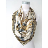 Anyyou Fashion Premium Satin Square Scarf – Leopard Print Silk-Feel Neckwrap for Women