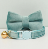 Anypet Stylish Green Bow Cat Collar Small Size with Safety Buckle Bell Durable Adjustable Strap Cute Fashion Pet Accessory for Cats & Kittens