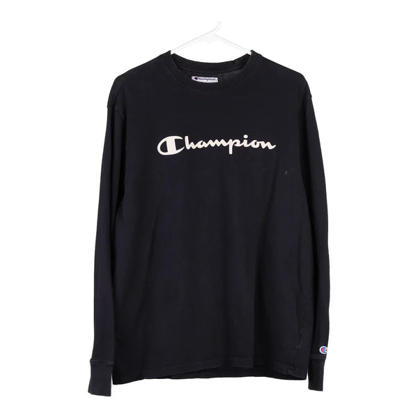 Vintage black Champion Long Sleeve T-Shirt - mens medium