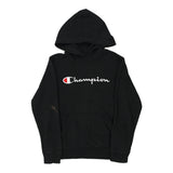 Age 11 Champion Spellout Hoodie - Medium Black Cotton Blend