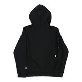 Age 11 Champion Spellout Hoodie - Medium Black Cotton Blend