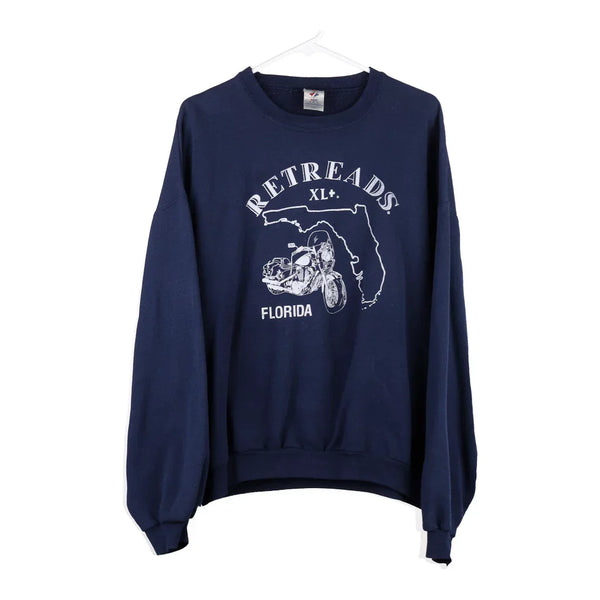 Vintage navy Retreads Florida Jerzees Sweatshirt - mens x-large