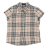 8 Years Burberry Novacheck Short Sleeve Shirt - Small Beige Cotton