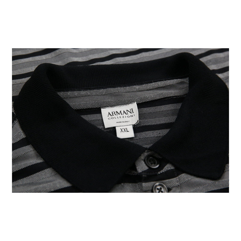 Collezioni Armani Striped Polo Shirt - 2XL Grey Cotton Blend