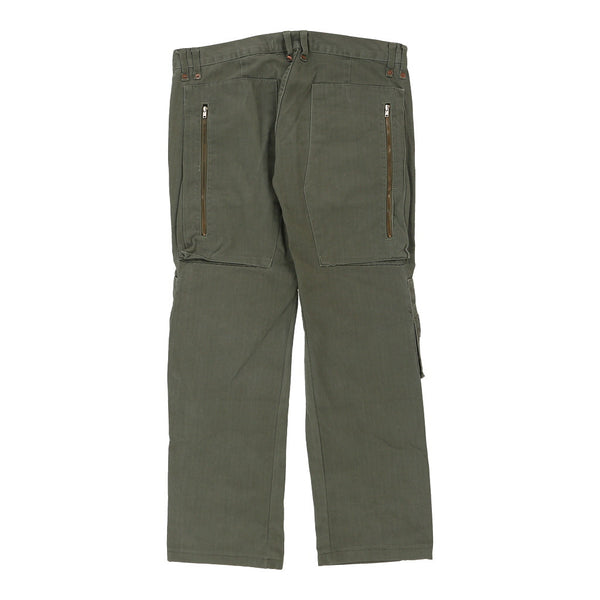 Used Jeans Cargo Trousers - 33W UK 12 Khaki Cotton Blend