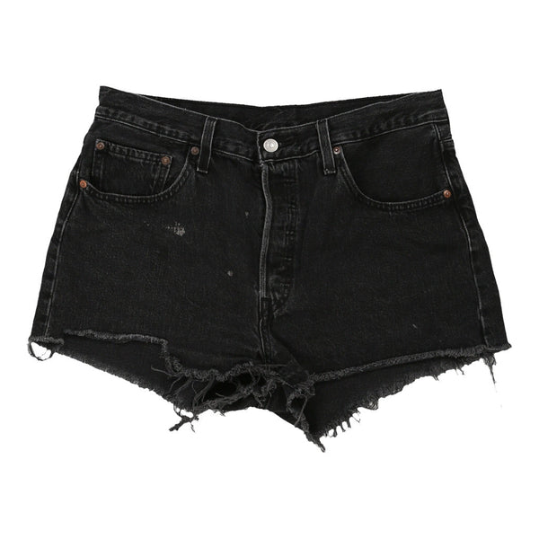 501 Levis Denim Shorts - 32W UK 14 Black Cotton