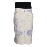 1st Classe Alviero Martini Graphic Midi Skirt - 34W UK 14 White Cotton Blend