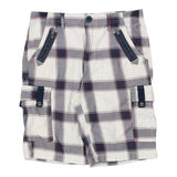 Guess Checked Cargo Shorts - 34W 11L White Cotton