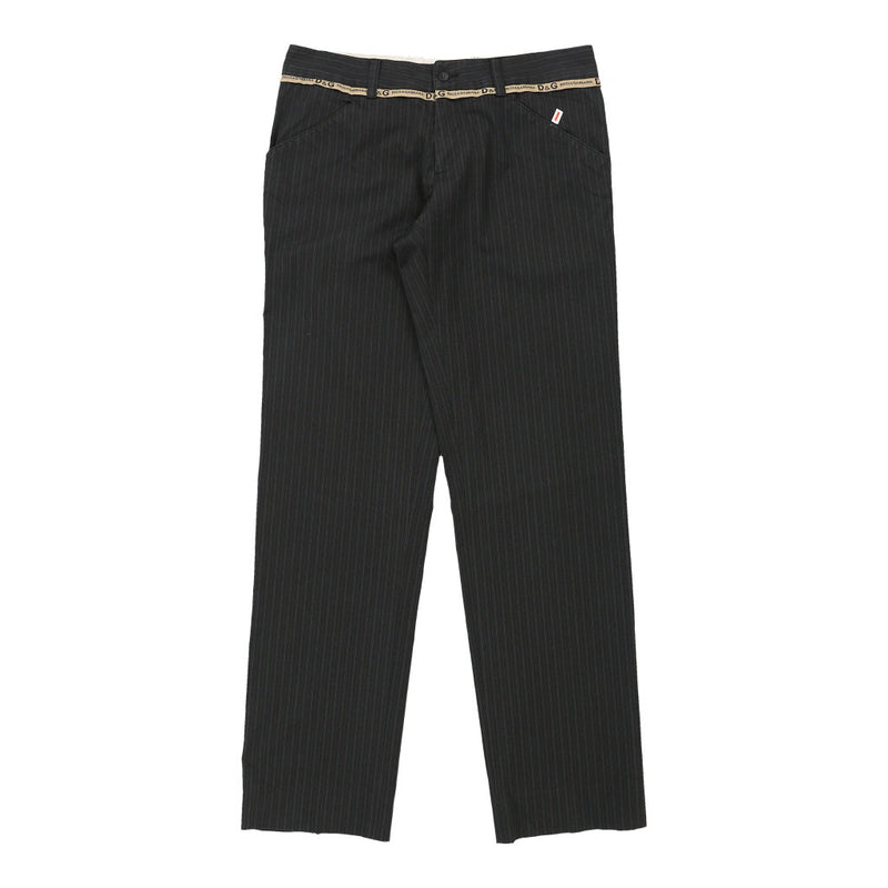 Dolce & Gabbana Pinstripe Trousers - 33W UK 12 Black Cotton