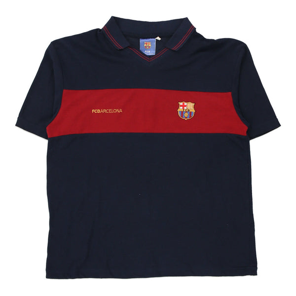 Vintage navy FC Barcelona Rogers Football Shirt - mens medium