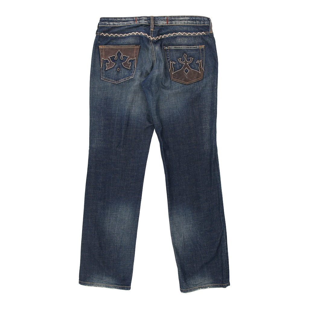 Marlboro Classics Embroidered Jeans - 34W UK 12 Dark Wash Cotton