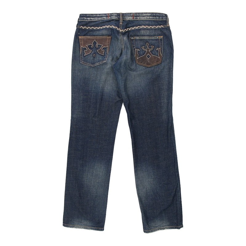 Marlboro Classics Embroidered Jeans - 34W UK 12 Dark Wash Cotton