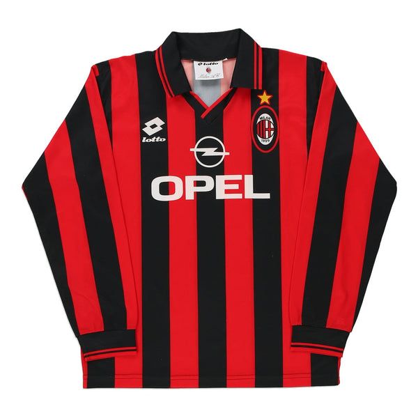 Vintage red Age 13-15 A.C Milan Lotto Football Shirt - boys xx-large