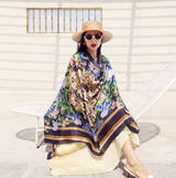 Anyyou 100% Mulberry Silk Navy Blue Scarf Women Luxury Long Shawl – Beach Wear, Swimwear Cover Up, Pashmina Face Shield Foulard Fashion Accessory
