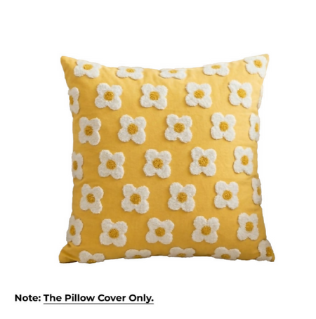 Anypillow Daisy Floral Embroidered Pillowcase Decorative Cushion Cover