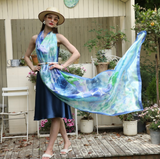 Anyyou 100% Mulberry Silk Sky Blue Scarf Women Luxury Long Shawl – Beach Wear, Swimwear Cover Up, Pashmina Foulard Fashion Accessory