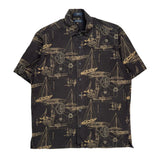 Nautica Hawaiian Shirt - Medium Black Cotton