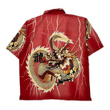 Dragon Print Ur Graphic Hawaiian Shirt - XL Red Cotton