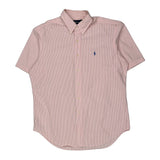 Ralph Lauren Striped Short Sleeve Shirt - Large Pink Cotton