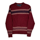 Tommy Hilfiger Striped Sweater - Large Blue Wool Blend