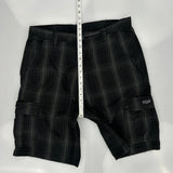 Wrangler Checked Cargo Shorts - 35W 10L Black Cotton