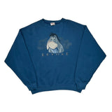 Eeyore Disney Cartoon Sweatshirt - Large Blue Cotton Blend