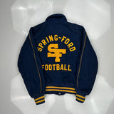 Spring-Ford Football 87 Empire Football Varsity Jacket - Large Yellow Wool