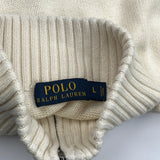 Polo By Ralph Lauren 1/4 Zip - Large Cream Cotton