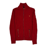 Ralph Lauren Cable Knit Zip Up - Small Red Cotton