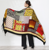 Anyyou 100% Merino Wool Multi-Color Silk Satin Large Winter Scarf Pashmina Shawl Bandana Perfect For Women Ladies Fashion Style