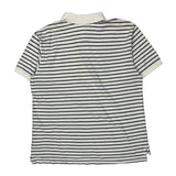 Vintage Chaps Ralph Lauren Striped Polo Shirt - Large White Cotton