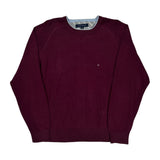 Tommy Hilfiger Sweater - Large Burgundy Cotton