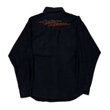 Motorcycle Harley Davidson Graphic Denim Shirt - Medium Black Cotton