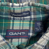 Cambridge Plaid Gant Checked Flannel Shirt - Large Grey Cotton
