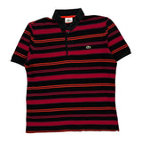Lacoste Striped Polo Shirt - Small Orange Cotton