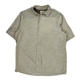 Tasso Elba Floral Short Sleeve Shirt - Large Beige Silk Blend
