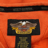 Harley Davidson Henley Long Sleeve T-Shirt - XL Orange Cotton Blend