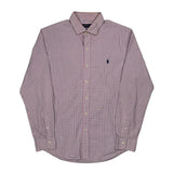 Slim Fit Polo By Ralph Lauren Checked Shirt - Large Red Cotton