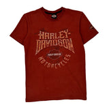 Harley Davidson Graphic T-Shirt - Small Red Cotton