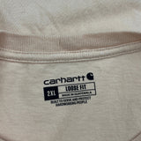 Spellout Carhartt Long Sleeve T-Shirt - 2XL Beige Cotton