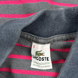 Lacoste Striped Polo Shirt - Large Gray Cotton