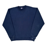Russell Athletic Sweatshirt - Large Navy Cotton Blend