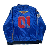 Championship Patches Brooklyn Cloth Graphic Bomber Jacket - Large Blue Polyester