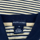 Age 2 Ralph Lauren Striped Polo Shirt - 3XS Navy Cotton