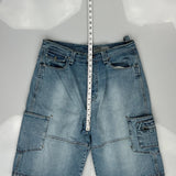 Hip Hop Riflessi Cargo Denim Shorts - 34W 13L Light Wash Cotton
