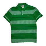 Lacoste Striped Polo Shirt - Large Green Cotton
