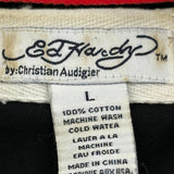 Ed Hardy Graphic Polo Shirt - Large Red Cotton